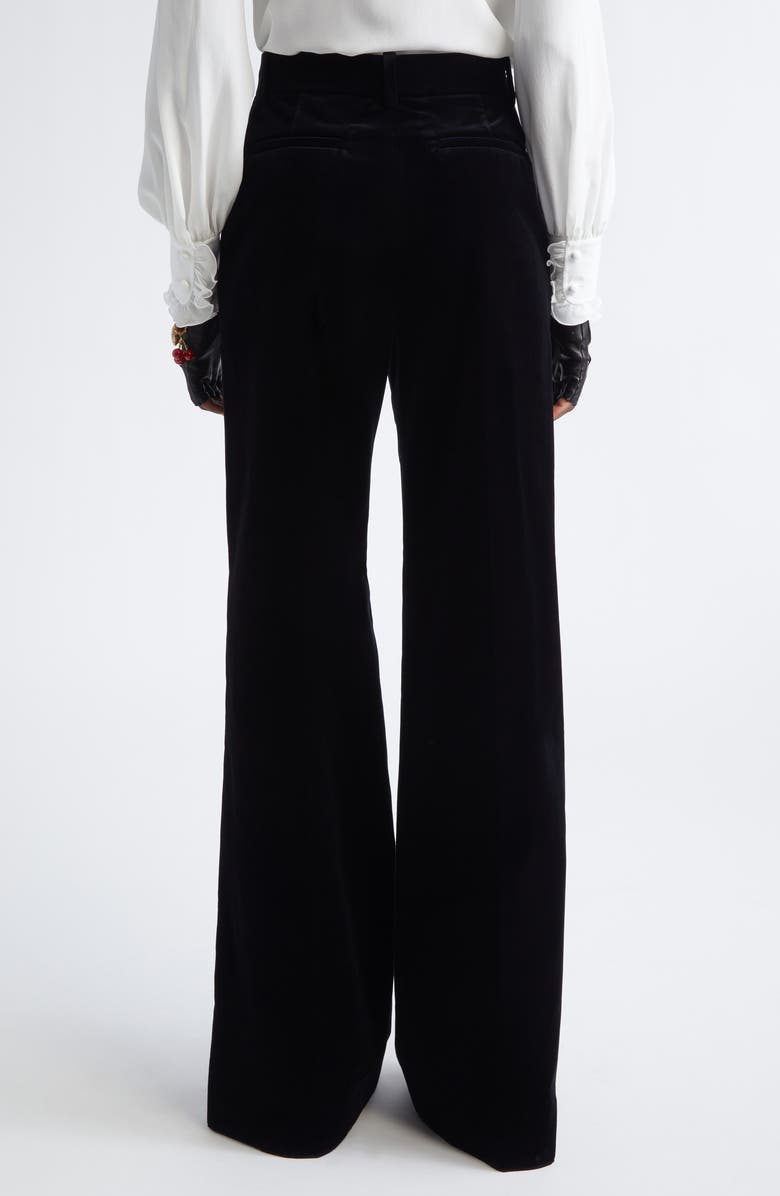 Valentino Velveteen Wide Leg Trousers, Alternate, color, Black