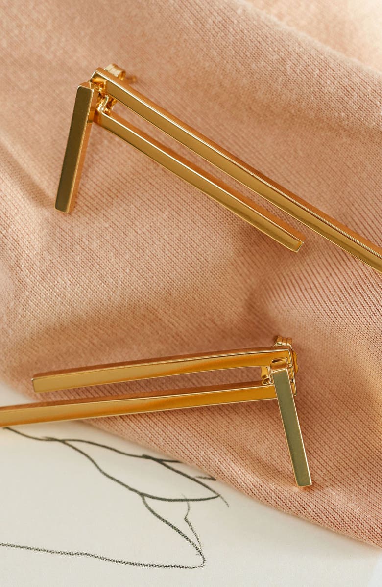 Aurate New York Tribar Ear Jacket Earrings, Alternate, color, Vermeil / Yellow