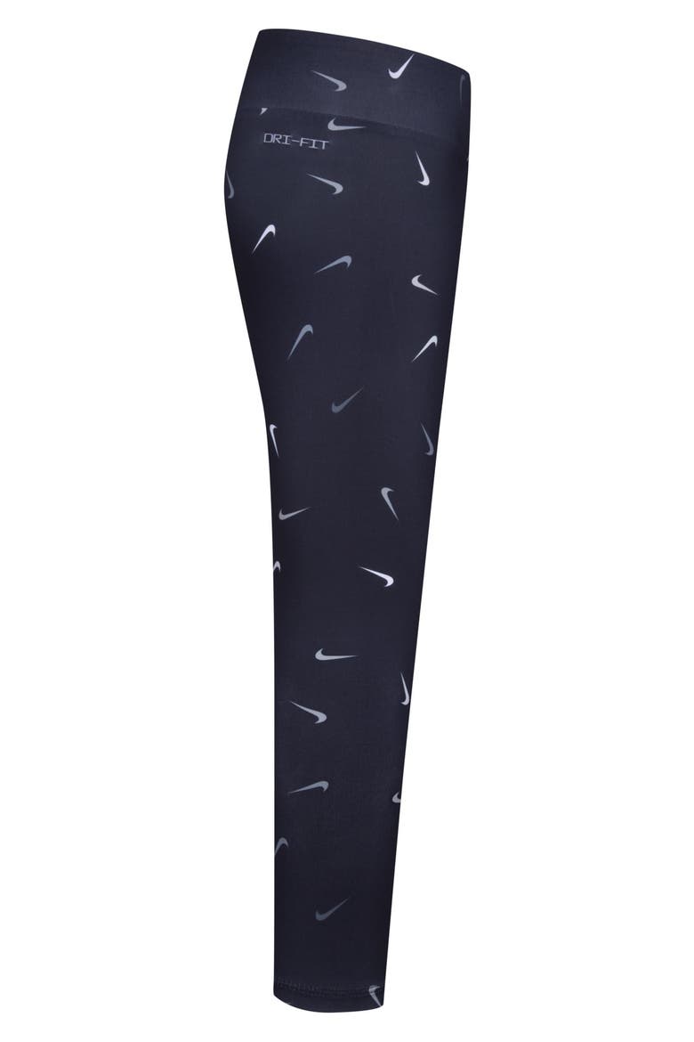 Kids' Swoosh Leggings, Alternate, color, BLACK