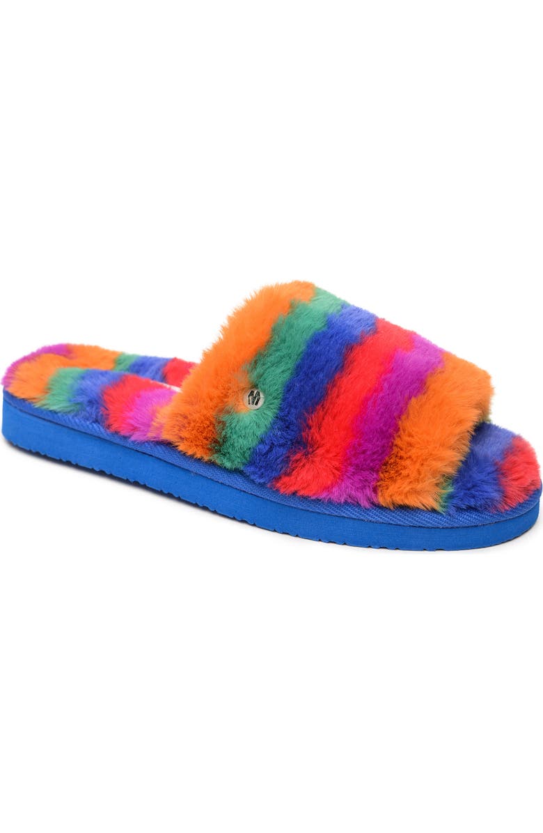 Minnetonka Faux Fur Slide Slipper, Main, color,