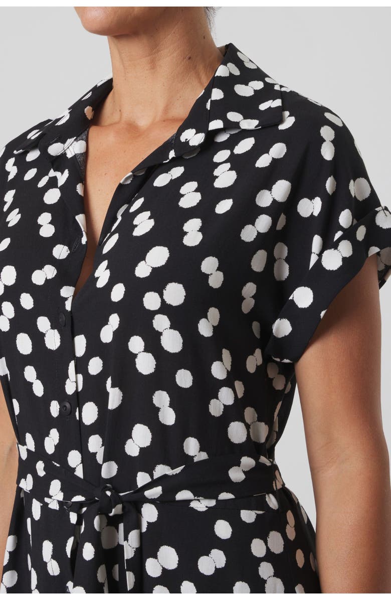 Franne Golde Sloane Dot Print Belted Shirt Dress, Alternate, color, Black