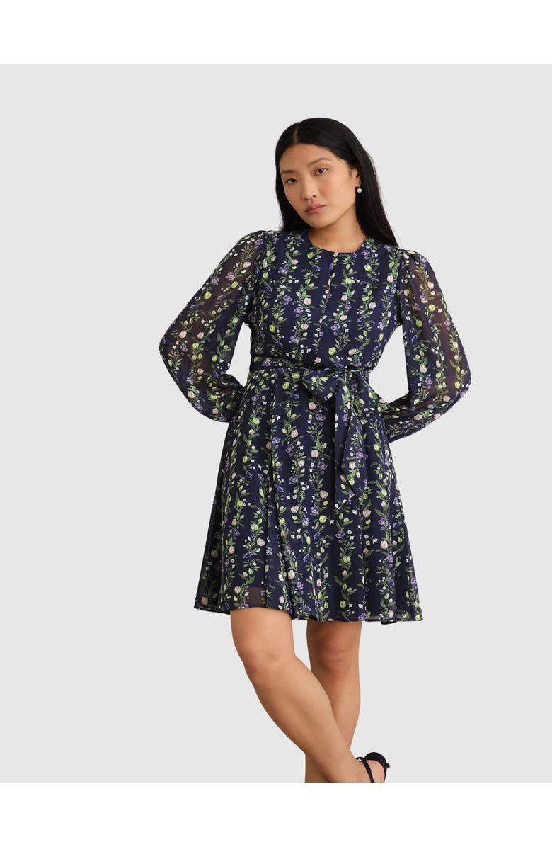 HOBBS LONDON Emilia Fit Flare Mini Dress, Main, color, Midnight Multi