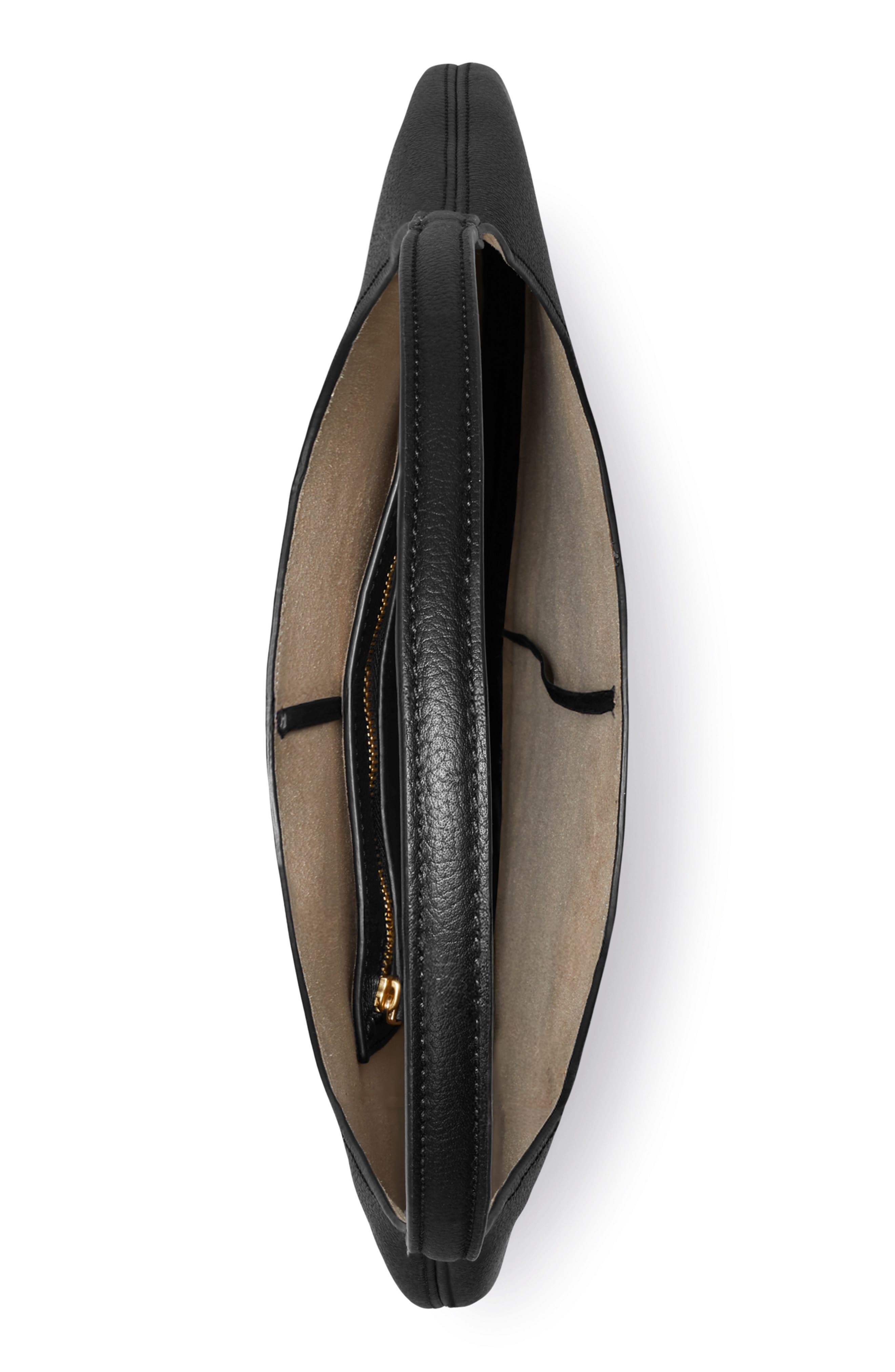 Tory Burch Pierced Soft Leather Shoulder Bag, Alternate, color, Black