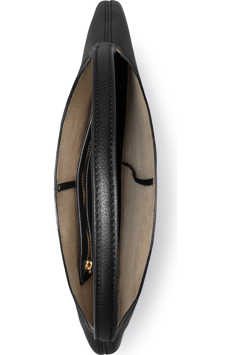 Tory Burch Pierced Soft Leather Shoulder Bag, Alternate, color, Black