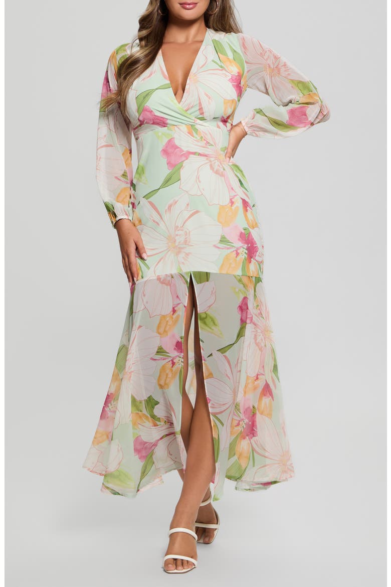 Talia Tropical Floral Long Sleeve Dress, Main, color, PETALS IN PARADISE PRINT