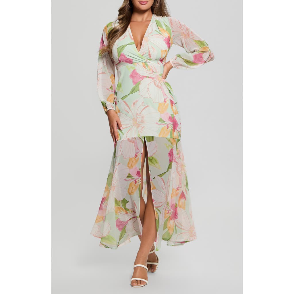 Guess Talia Tropical Floral Long Sleeve Dress