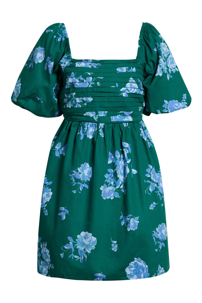 Truth Be Told Floral Print Minidress, Alternate, color, TEAL-BLUE