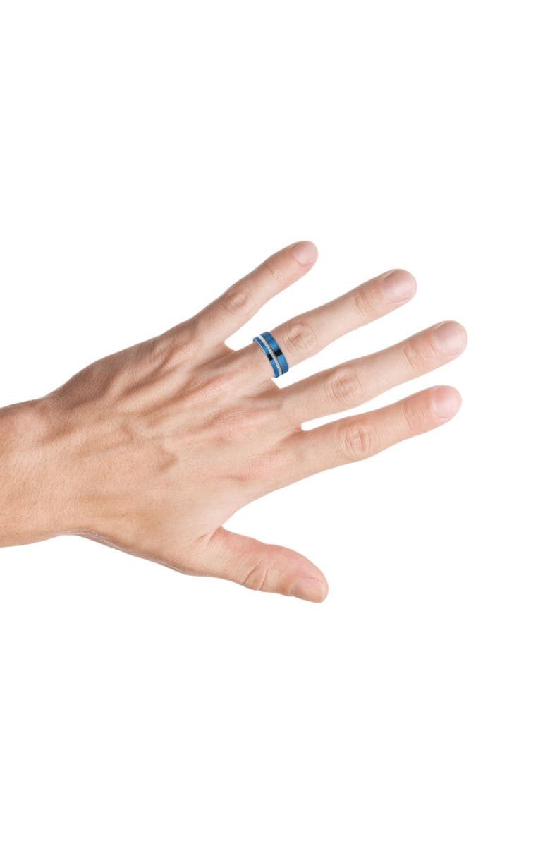 Bliss Diamond Men's Blue Tungsten Ring Meteor Inlay 8mm Wedding Band, Alternate, color, Blue Tungsten