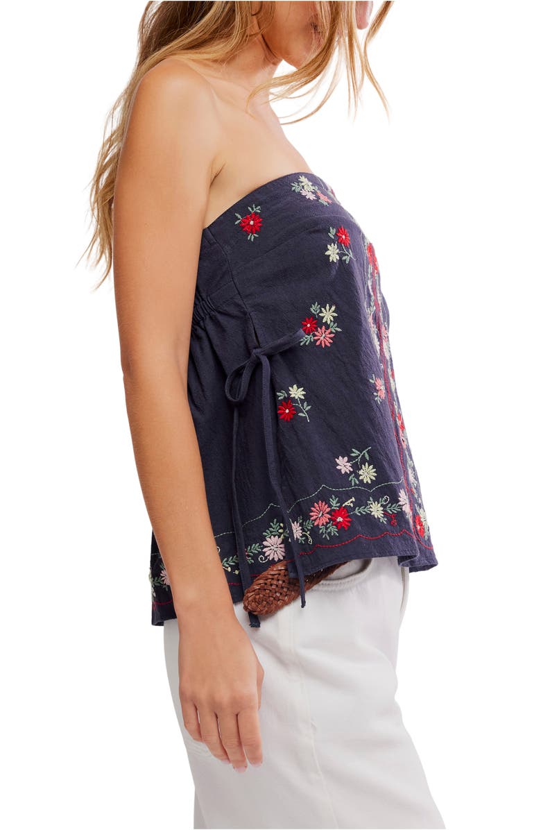 Free People Doily Days Embroidered Strapless Cotton Top, Alternate, color, Navy Combo