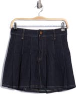 ALICE + OLIVIA Suzie Pleated Denim Miniskirt