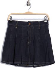 ALICE + OLIVIA Suzie Pleated Denim Miniskirt