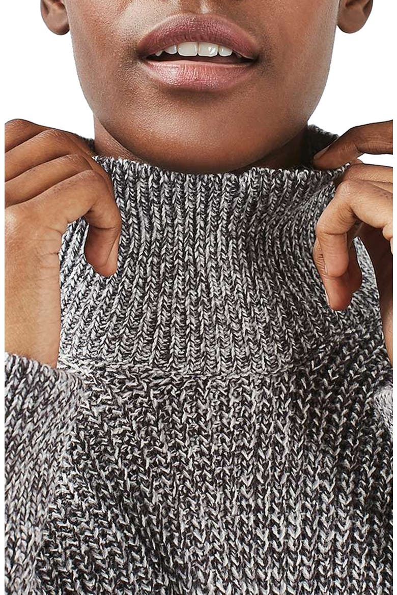 Grunge Funnel Neck Sweater Dress, Alternate, color, CHARCOAL