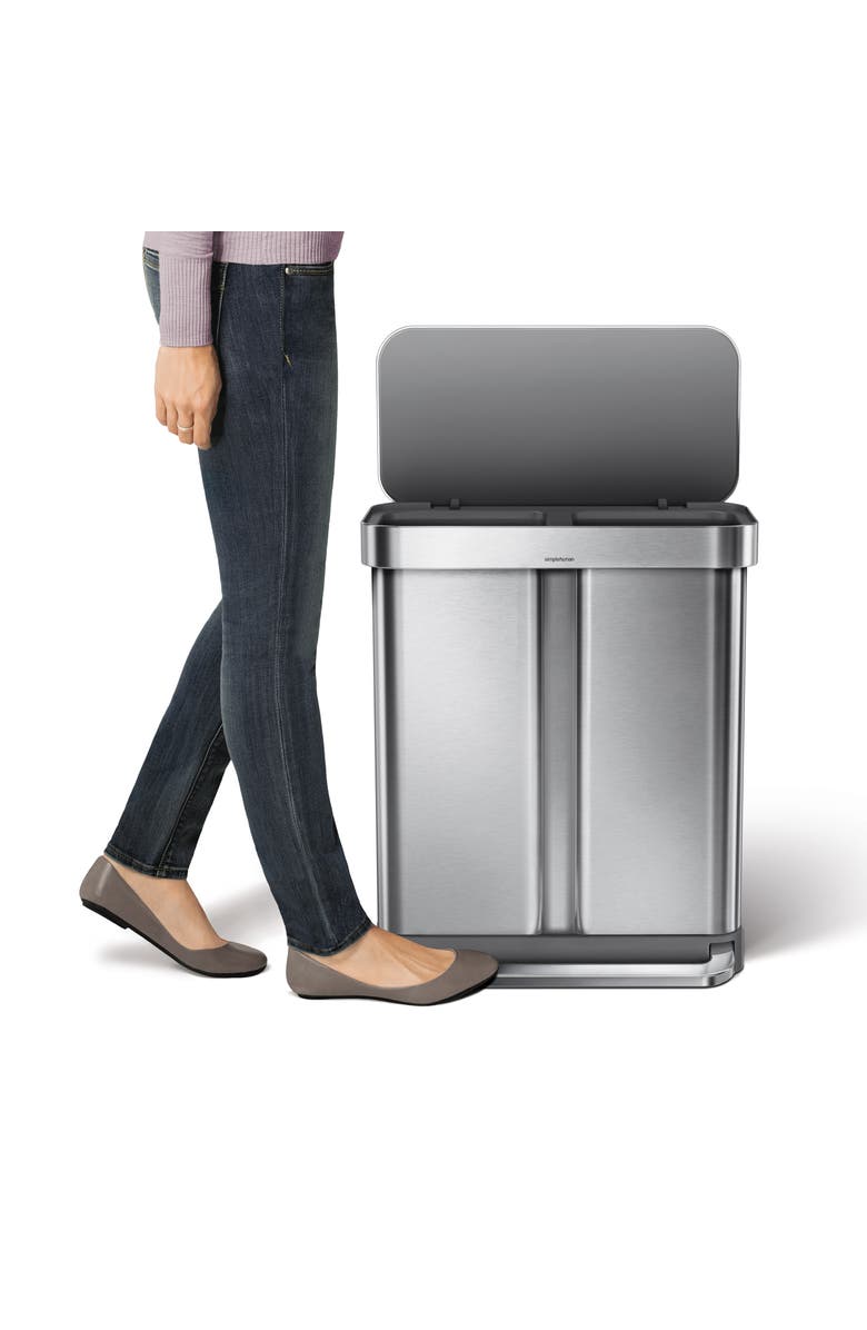 simplehuman 58L recycler rectangular step can, Alternate, color, Brushed