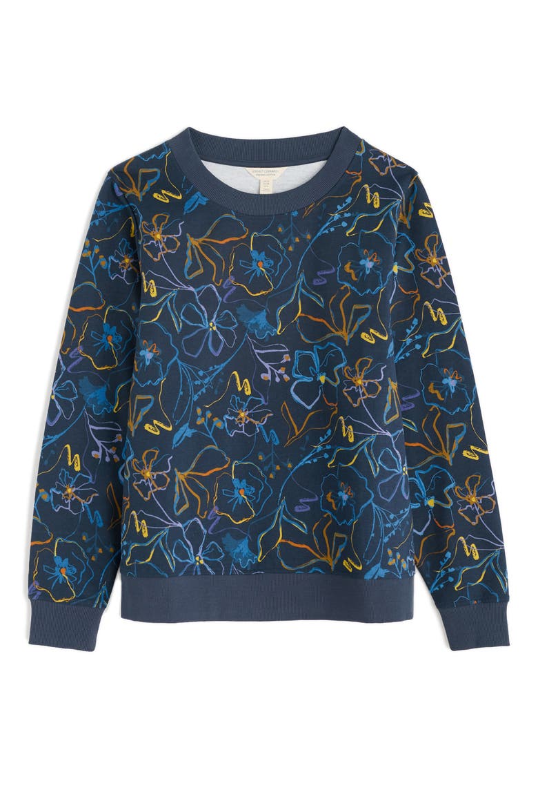Bright Wave Organic Cotton Sweatshirt, Alternate, color, DRAWN FLORAL MARITIME