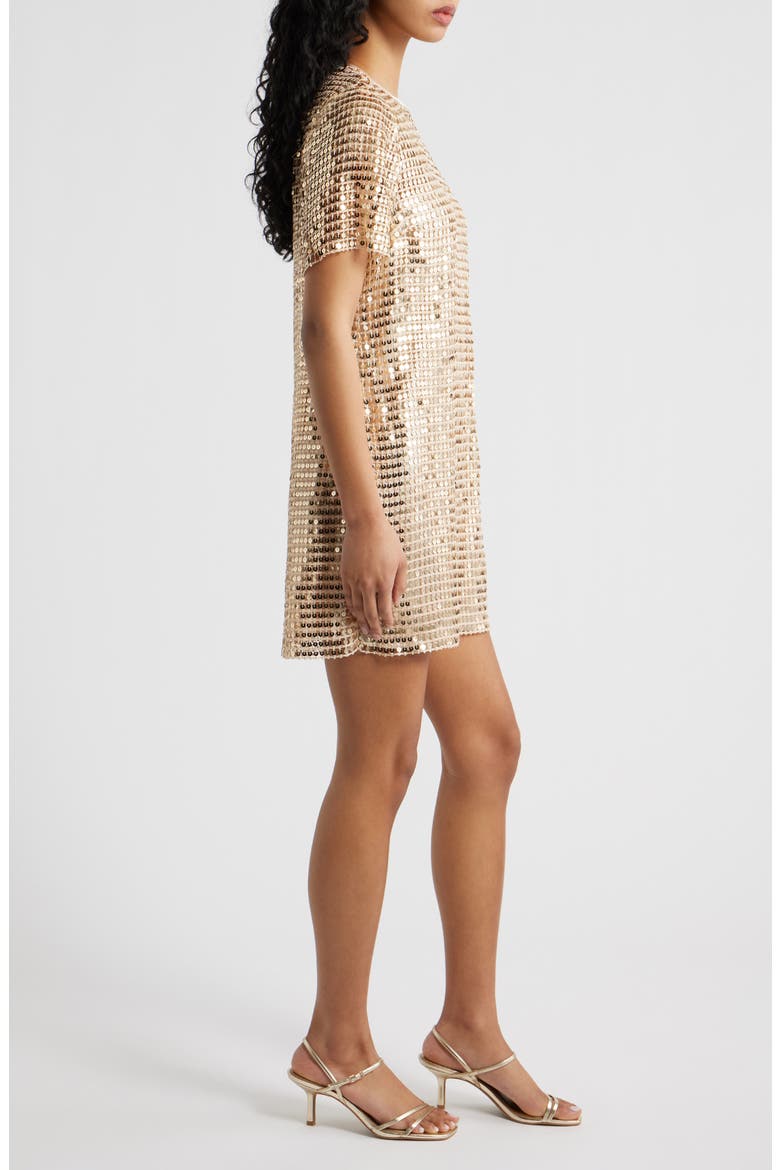 Stara Sequin Cocktail Shift Minidress, Alternate, color, GOLD