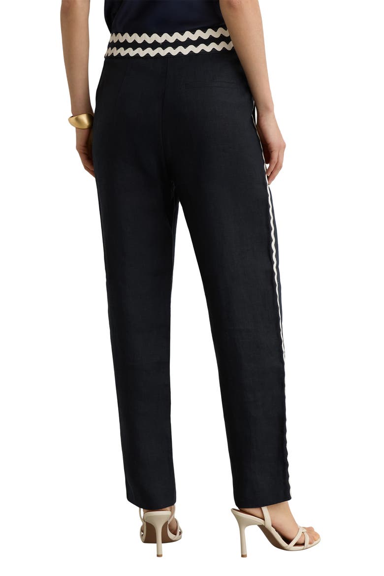 Mila Rickrack Detail Ankle Straight Leg Pants, Alternate, color, NAVY