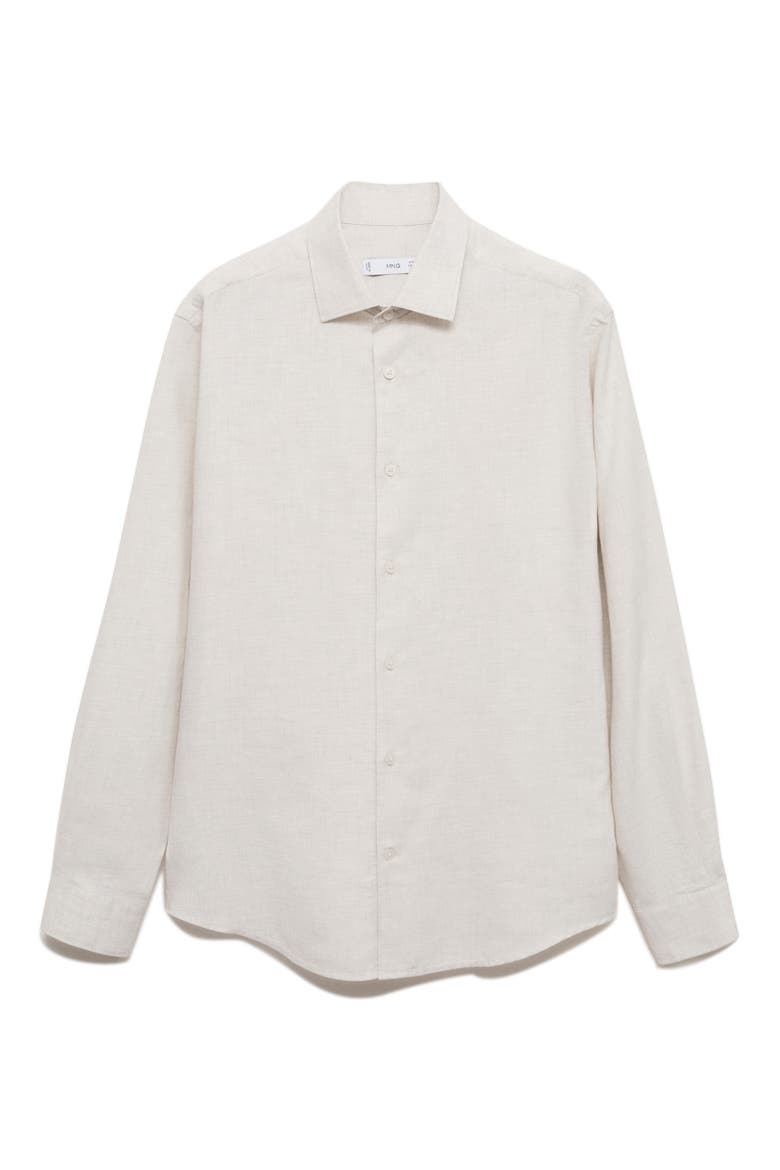 Regular Fit Cotton & Linen Button-Up Shirt, Alternate, color, OFF WHITE
