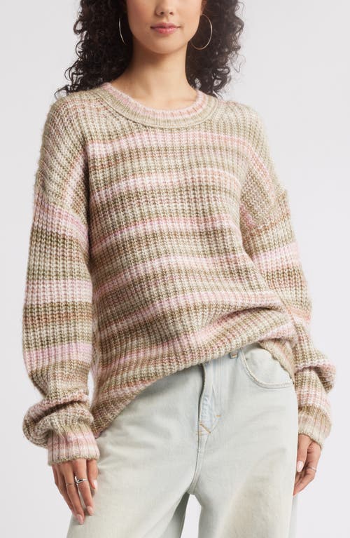 Bp. Space Dye Oversize Sweater In Ivory Multi Marl Stripe