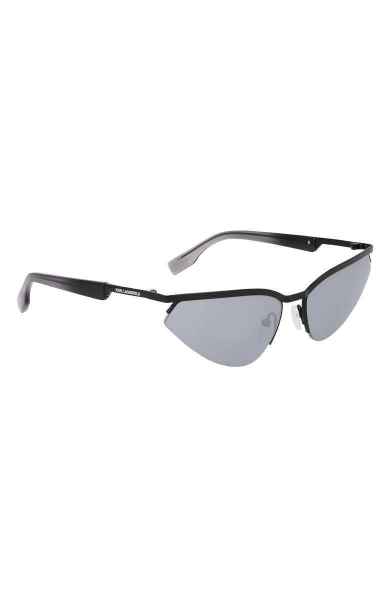 KARL LAGERFELD 61mm Modified Rectangular Sunglasses, Alternate, color, Black