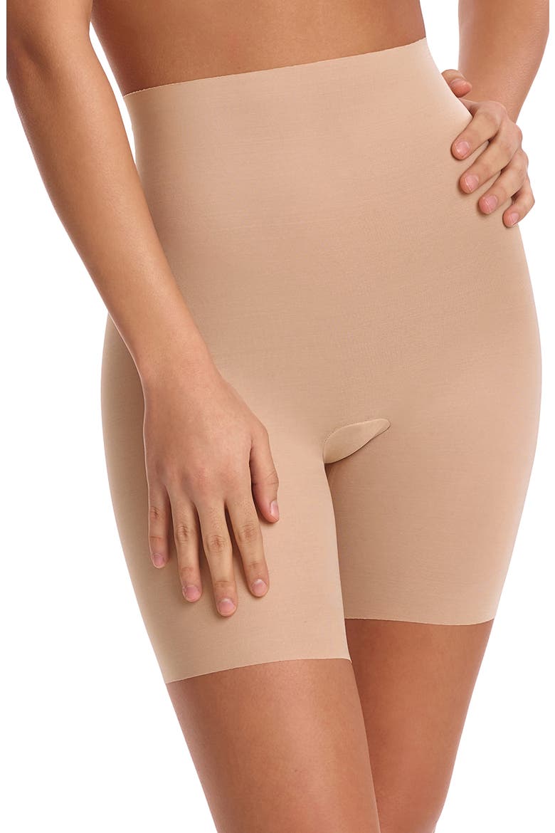 Featherlight Control High Waist Shaping Shorts, Main, color, BEIGE