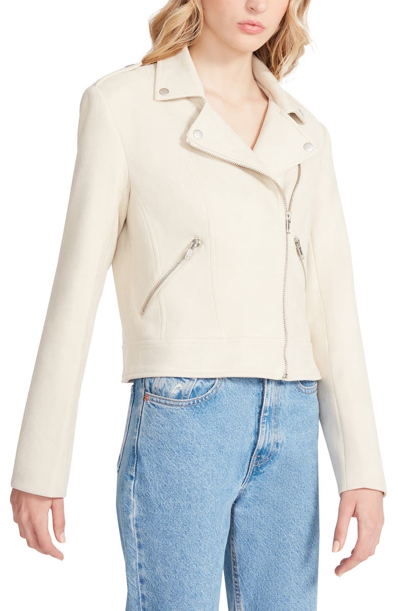 Steve Madden Electra Faux Suede Moto Jacket, Alternate, color, 