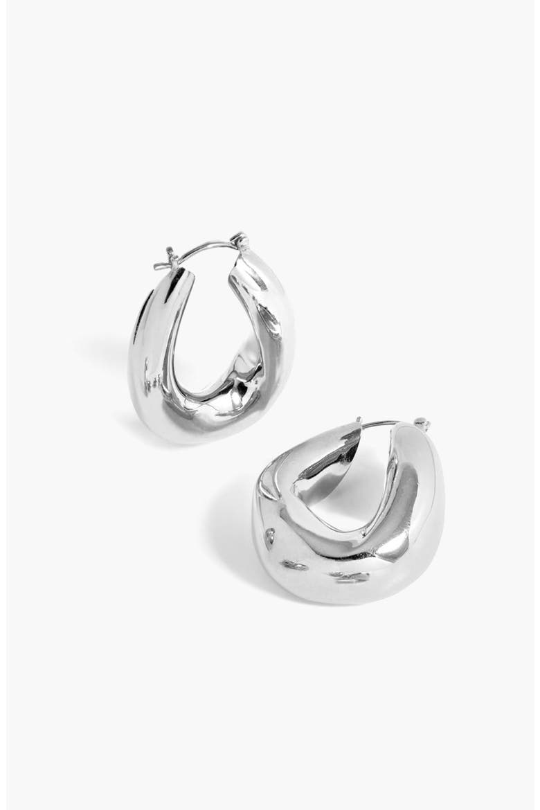 Falin Midi Chubby Hoop Earrings in Silver, Alternate, color, Silver