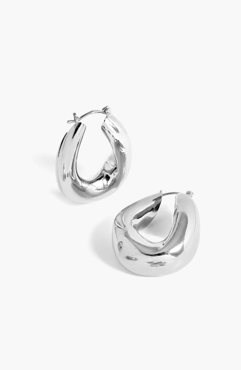 YOJ Falin Midi Chubby Hoop Earrings in Silver, Alternate, color, Silver