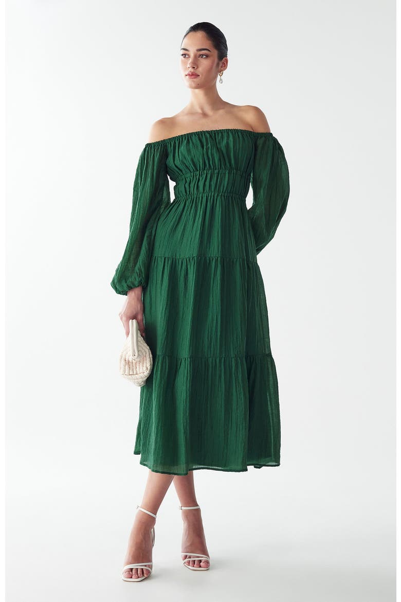 Burnese Midi Dress, Alternate, color, Emerald