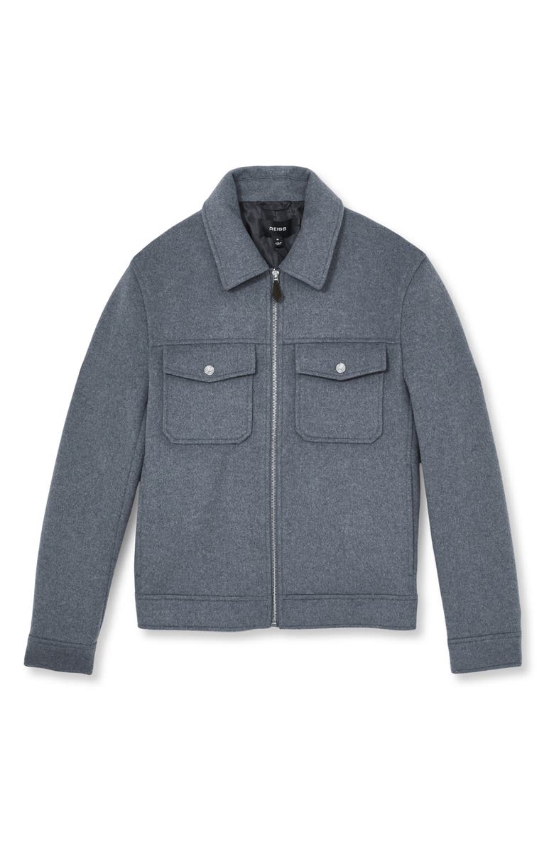 Reiss Peridoe Shirt Jacket, Alternate, color, Soft Blue Melange