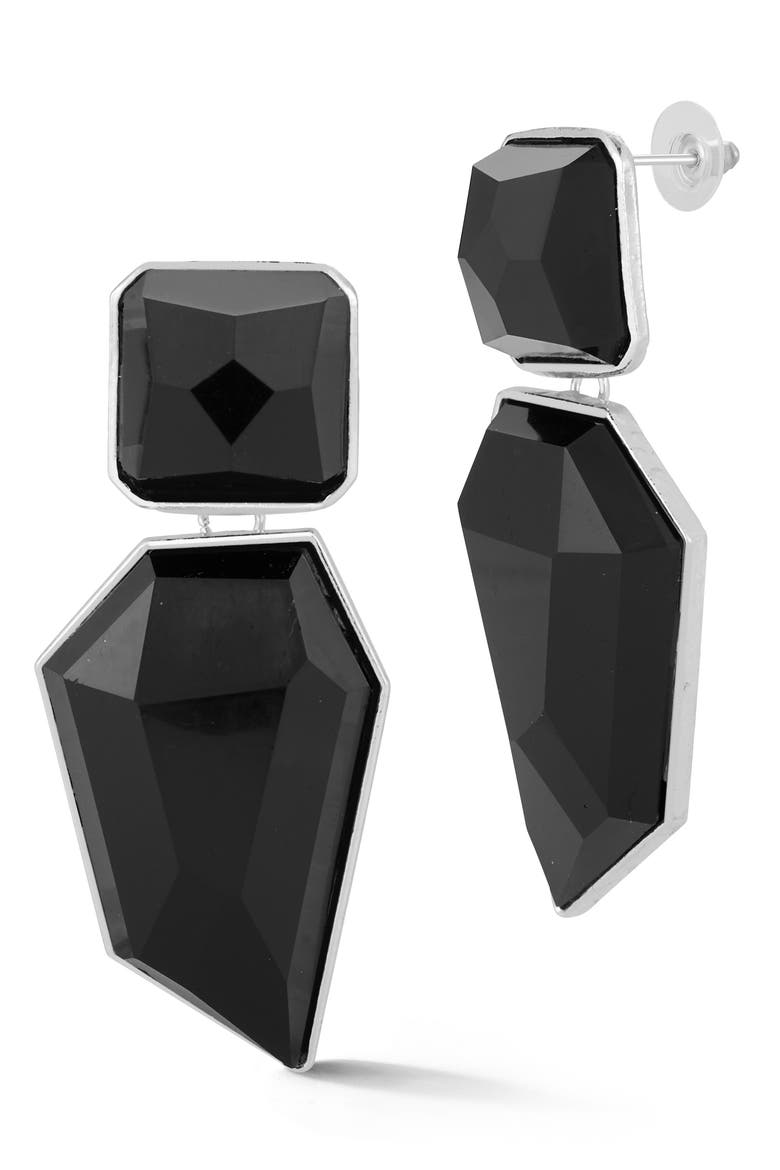 Large Crystal Drop Earrings, Main, color, SILVER