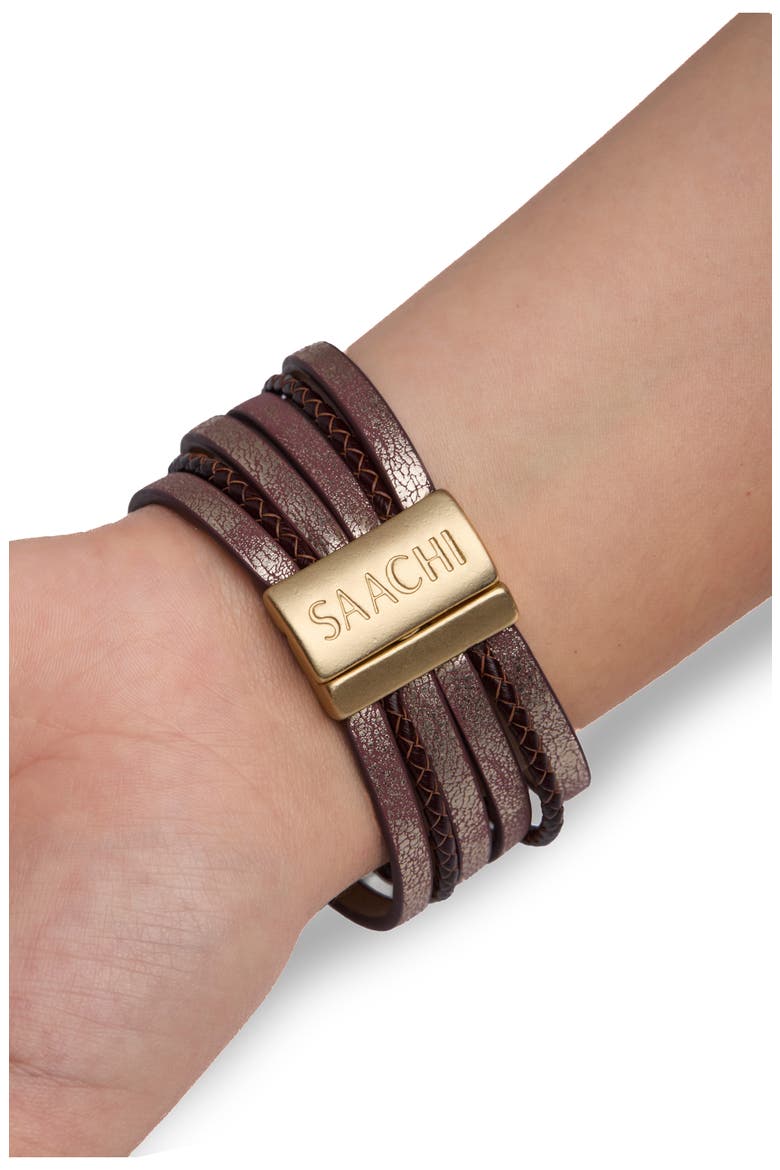 Braided Turquoise Leather Bracelet, Alternate, color, BRONZE