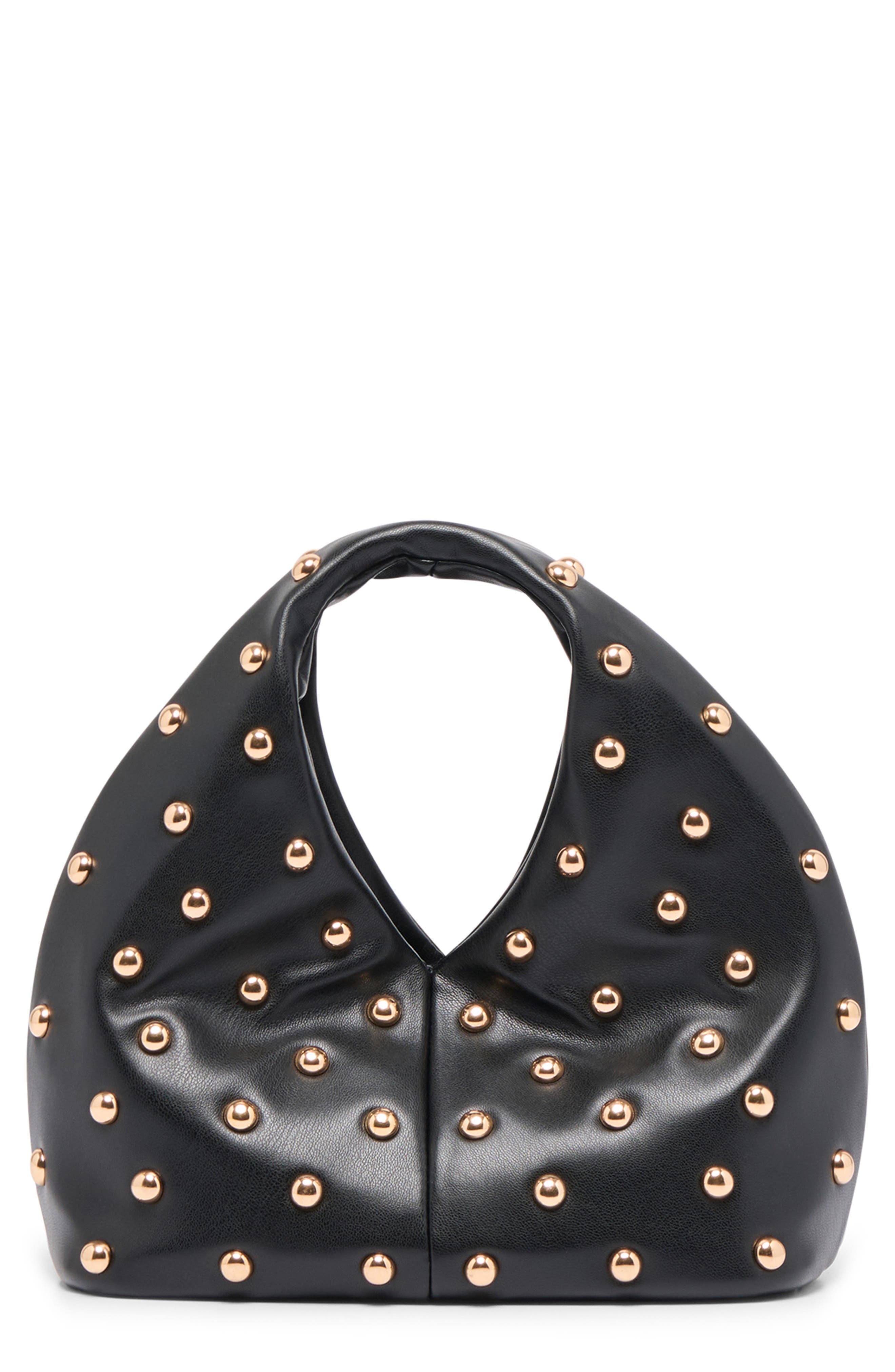 Dolce Vita Dahlia Studded Faux Leather Handbag, Main, color, Black