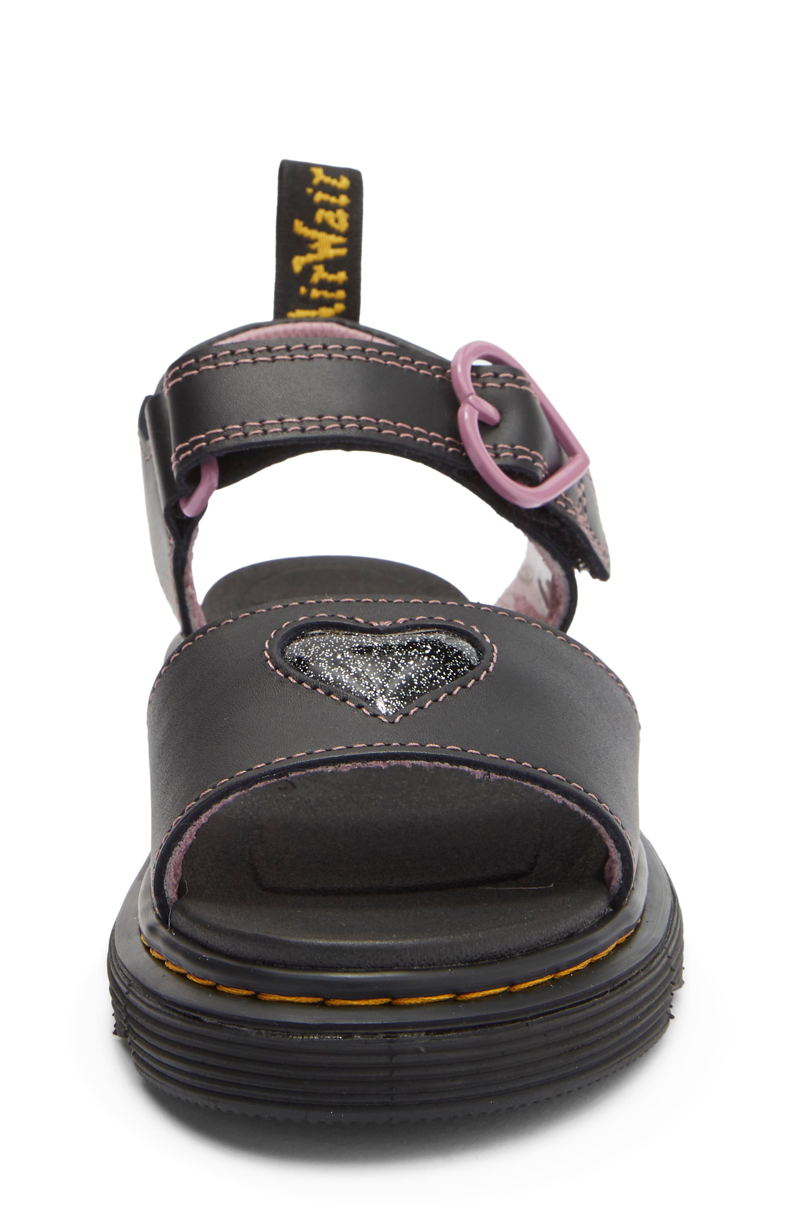 Dr. Martens Kids' Marlowe Heart II Sandal, Alternate, color, Black