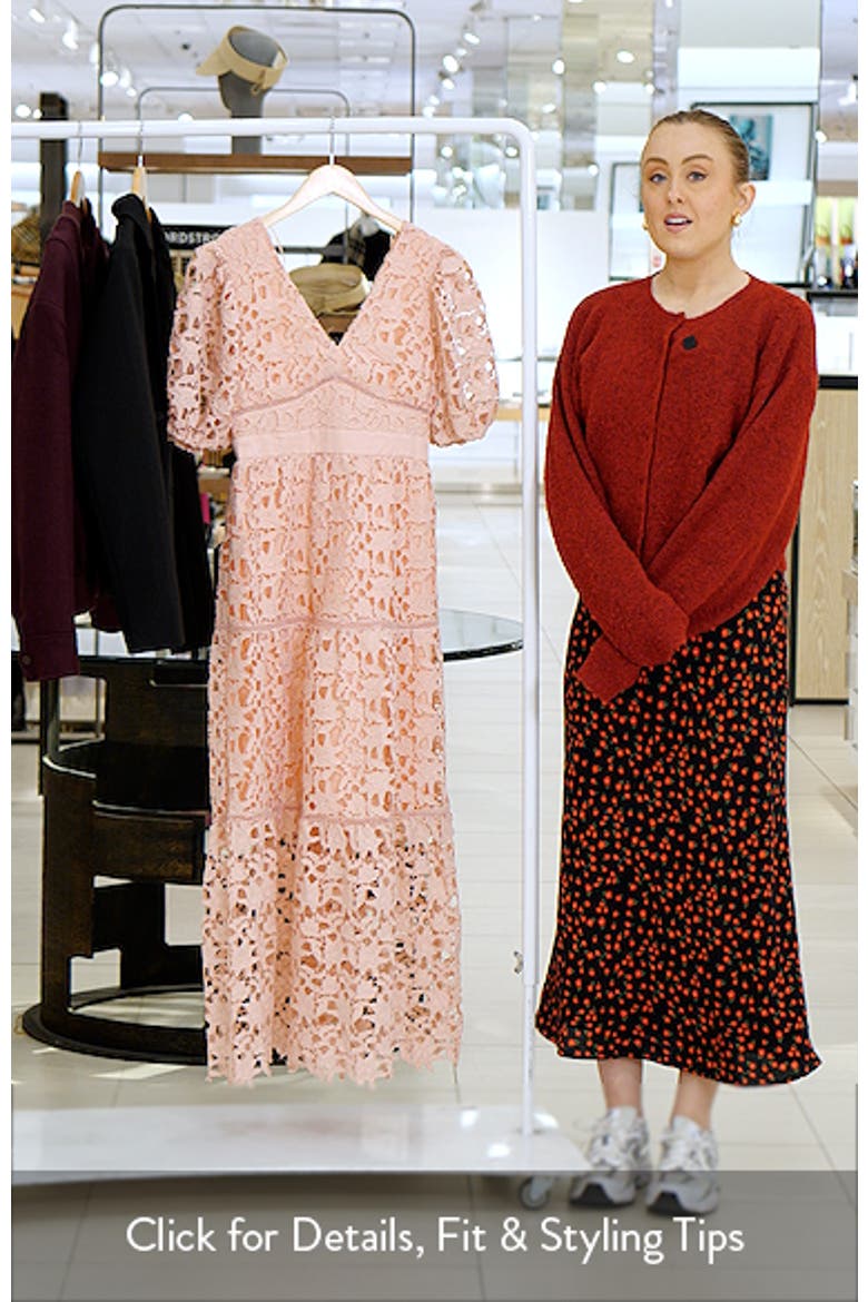 Puff Sleeve Tiered Lace Maxi Dress video