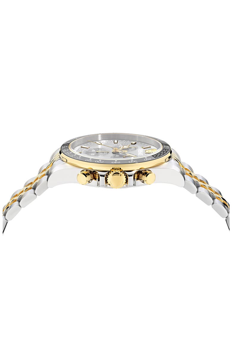 Greca Chronograph Wave Two-Tone Bracelet Watch, 43mm, Alternate, color, TWO TONE SILVER
