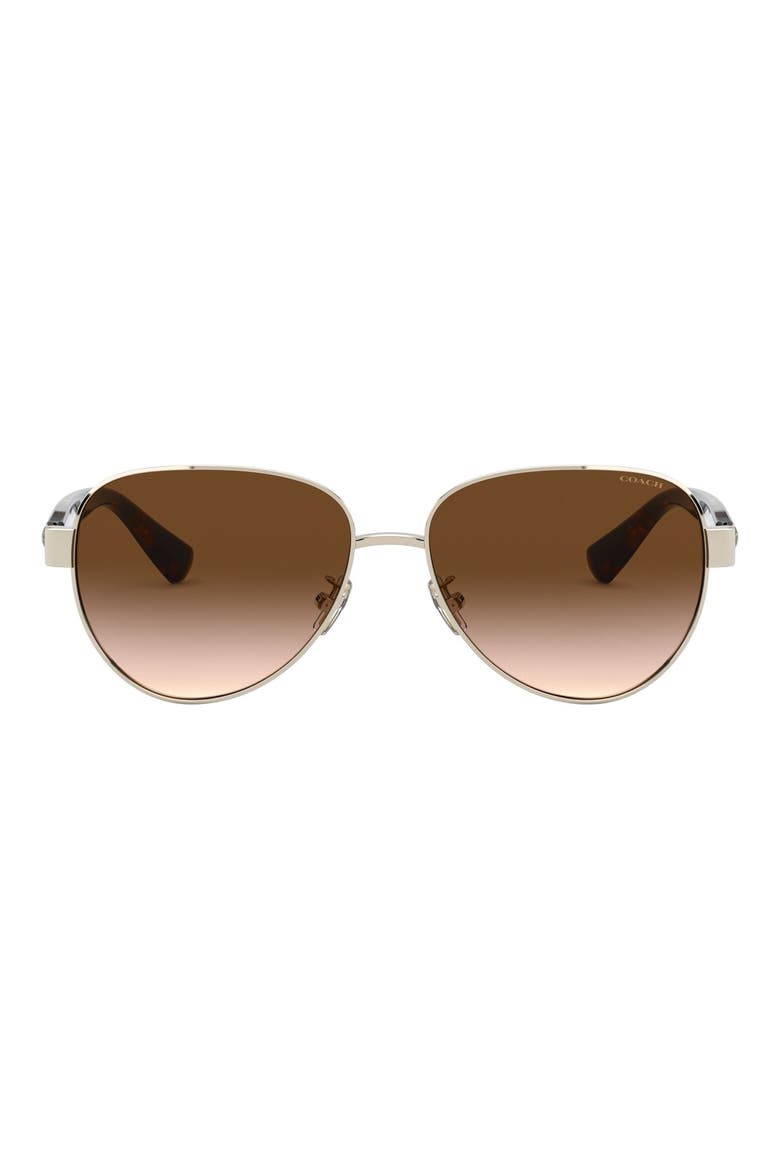 57mm Gradient Aviator Sunglasses, Main, color, BROWN GOLD