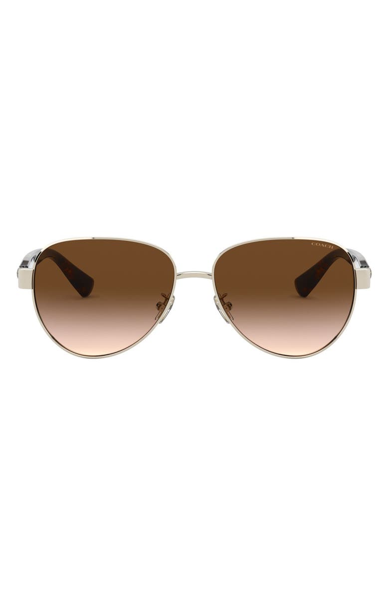 COACH 57mm Gradient Aviator Sunglasses, Main, color, Brown Gold