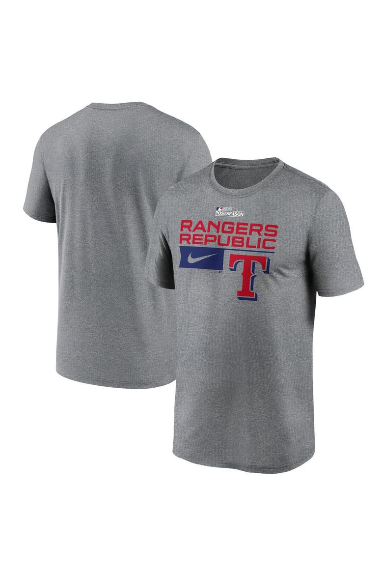 Men's Nike  Heather Charcoal Texas Rangers 2023 Postseason Legend Performance T-Shirt, Main, color, Heather Charcoal