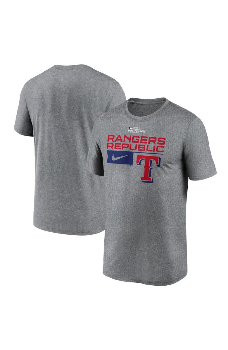 Nike Men's Nike  Heather Charcoal Texas Rangers 2023 Postseason Legend Performance T-Shirt, Main, color, 