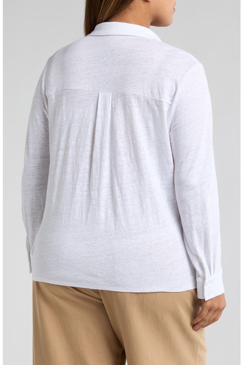 Classic Collar Organic Linen Button-Up Shirt, Alternate, color, WHITE
