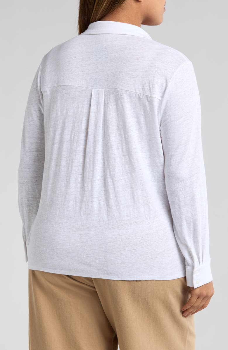 Eileen Fisher Classic Collar Organic Linen Button-Up Shirt, Alternate, color, White