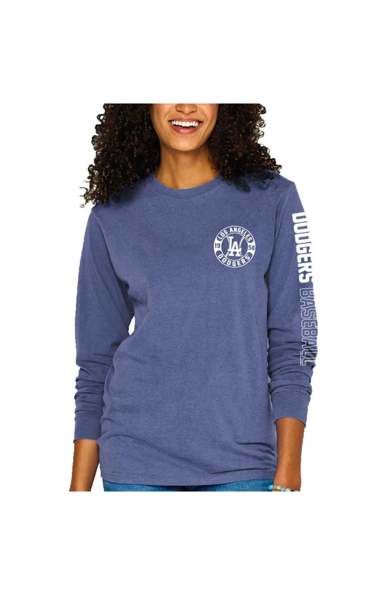 SOFT AS A GRAPE Women's Soft as a Grape Royal Los Angeles Dodgers Pigment-Dyed Long Sleeve T-Shirt, Main, color,