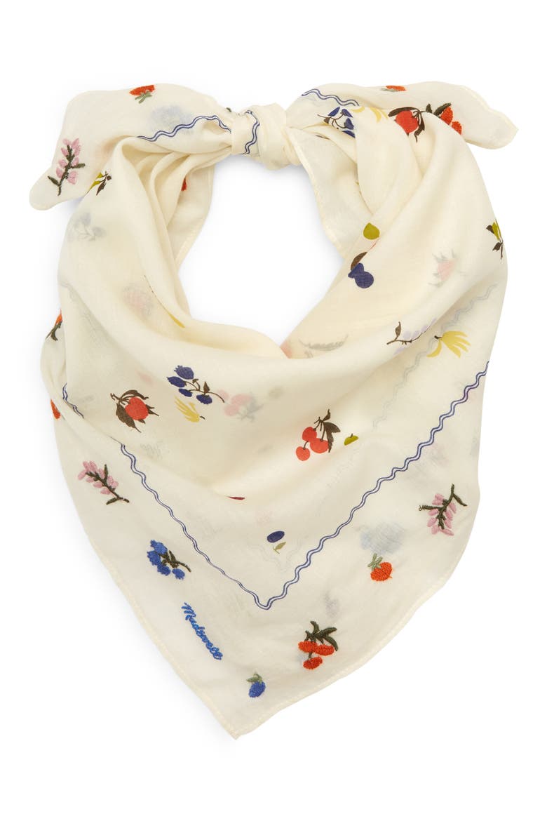 Bow Embroidered (Re)sourced Cotton Bandana, Main, color, ANTIQUE CREAM