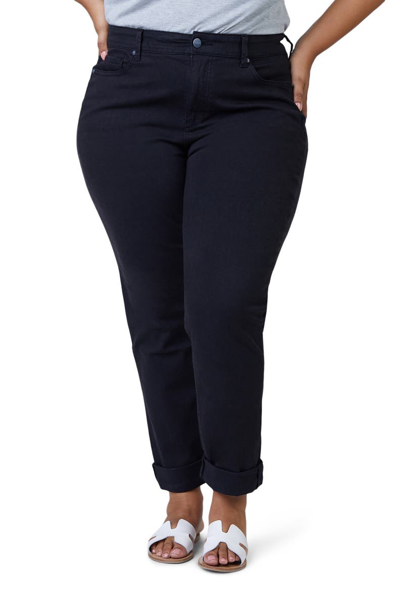 High Waist Boyfriend Jeans, Main, color, BLACK