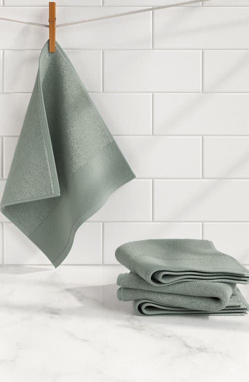Woven & Weft Border 6-piece Cotton Towel Set In Green
