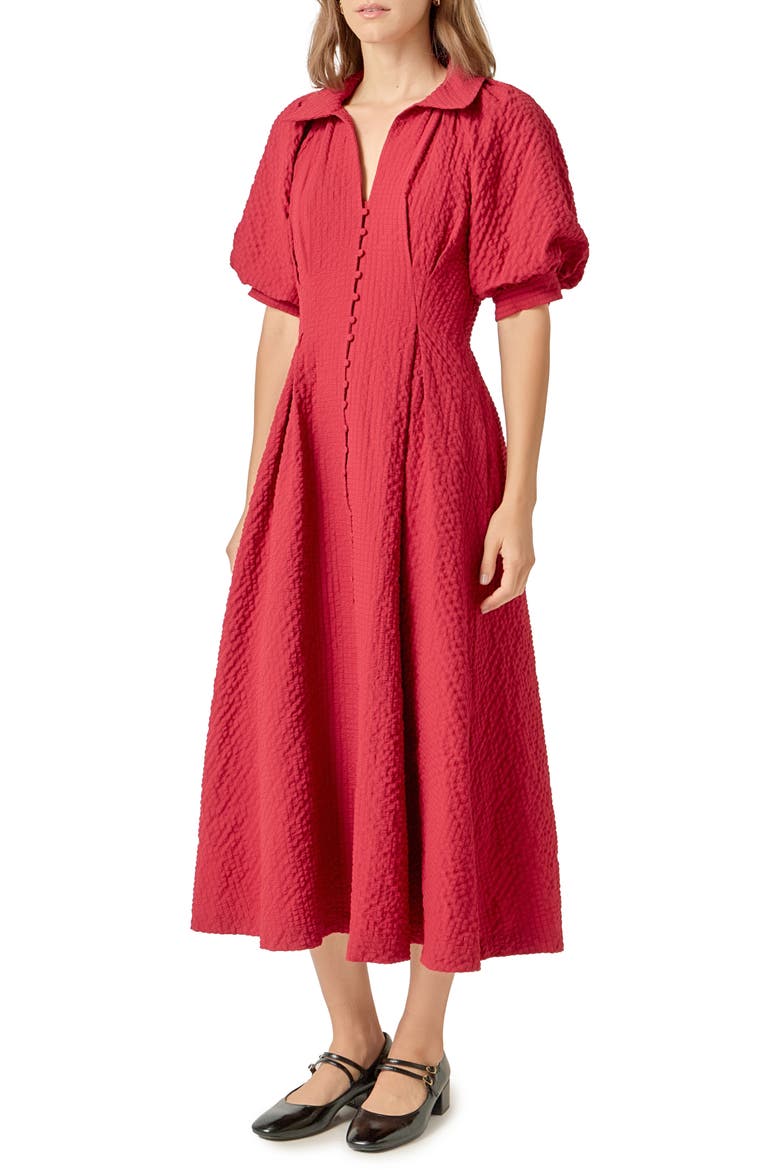 Button Front Maxi Dress, Alternate, color, BURGUNDY RED