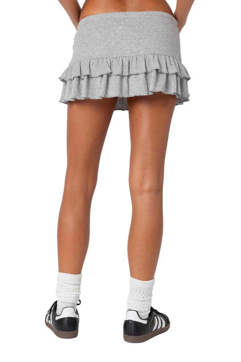 Delia Ruffled French Terry Miniskort, Alternate, color, GRAY-MELANGE