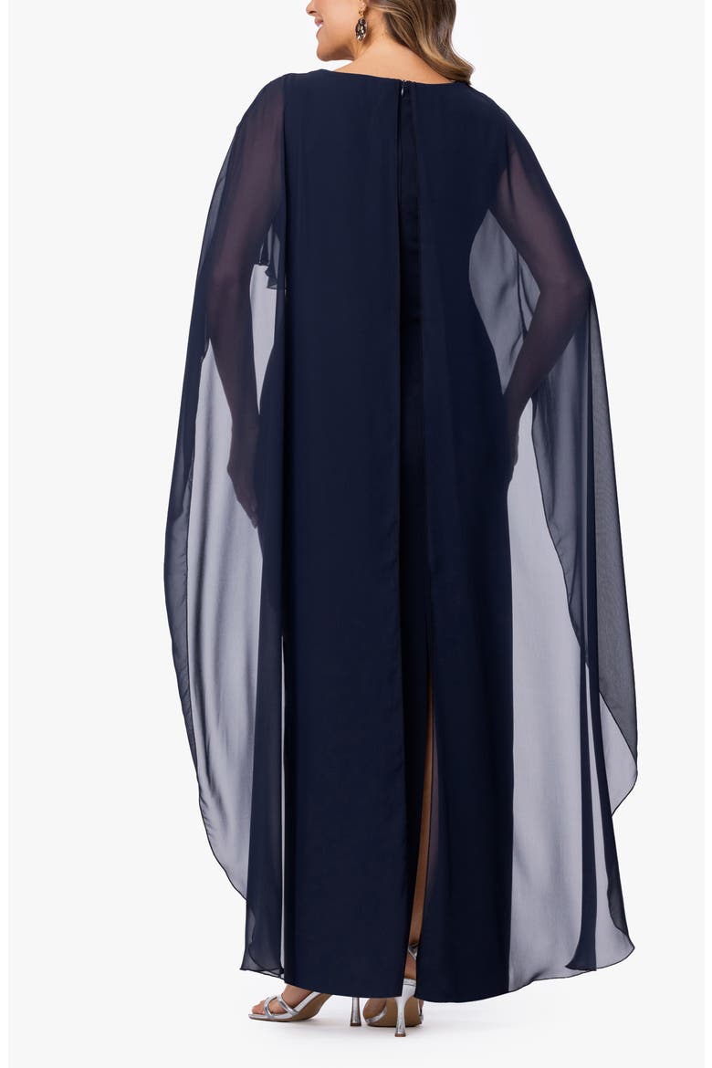 Overly Cape Gown, Alternate, color, NAVY
