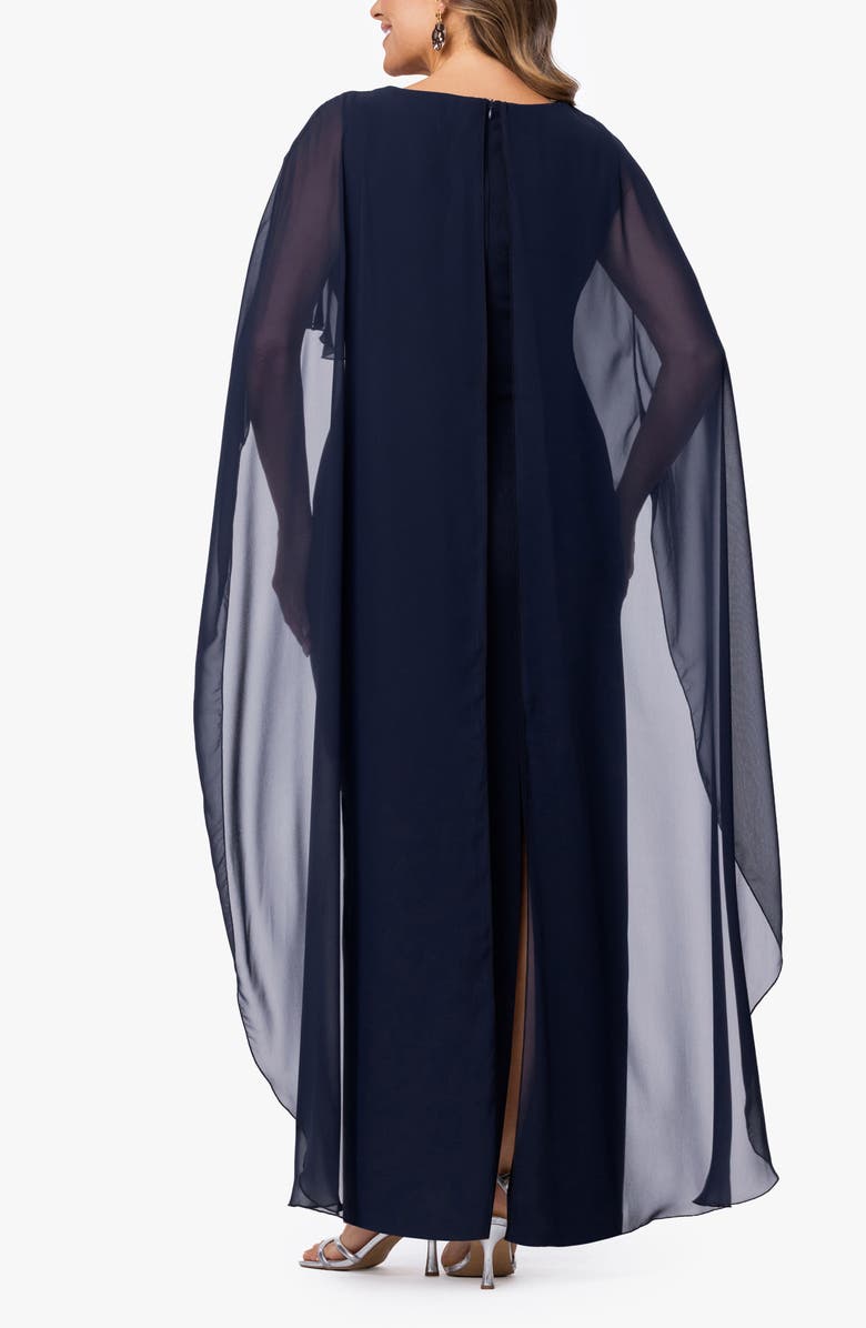 Xscape Evenings Overly Cape Gown, Alternate, color, 