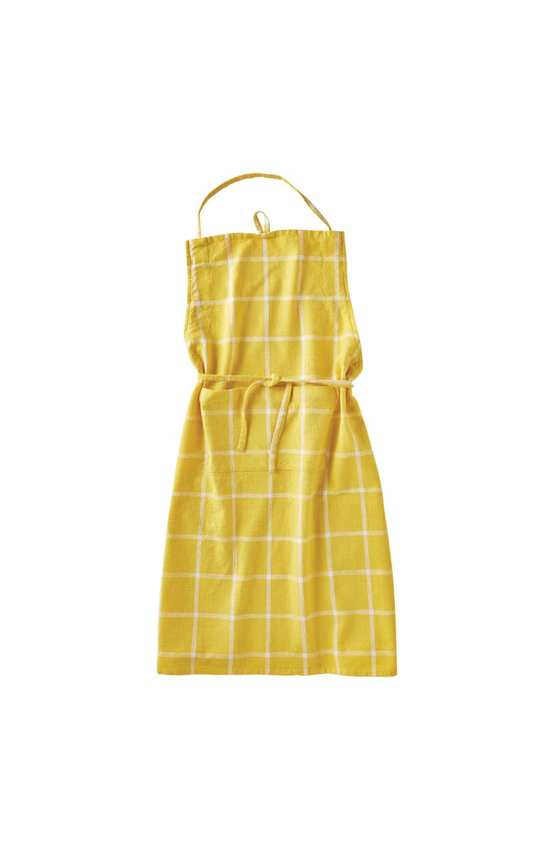 tag Classic Check Slub Bib Apron Large Pocket Waist Tie Yellow, Main, color, Yellow